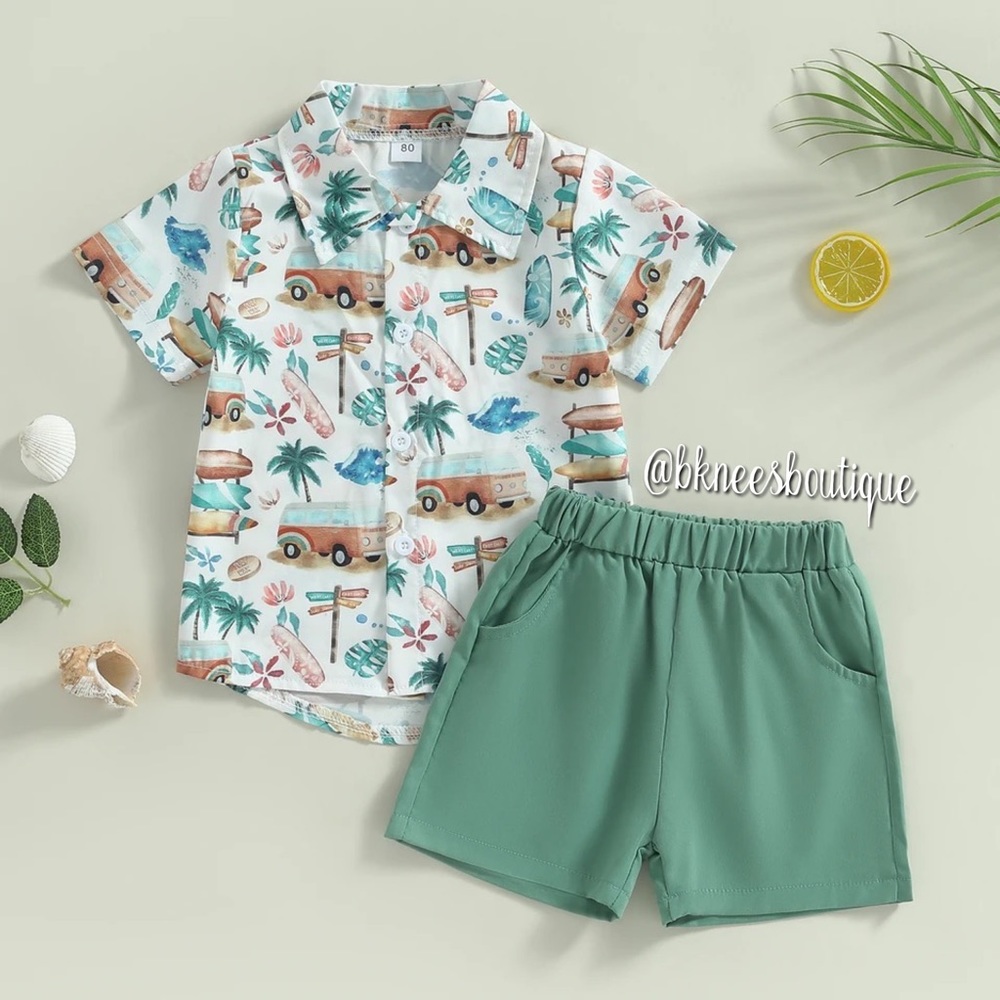 Little Boy Boutique Pogue Beach Life Trendy Summer Outfit Set
